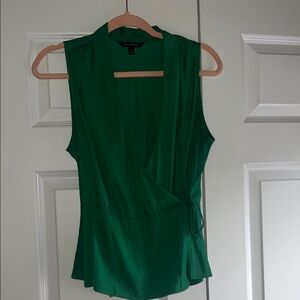 Banana Republic Emerald Green Wrap-Front Sleeveless Top